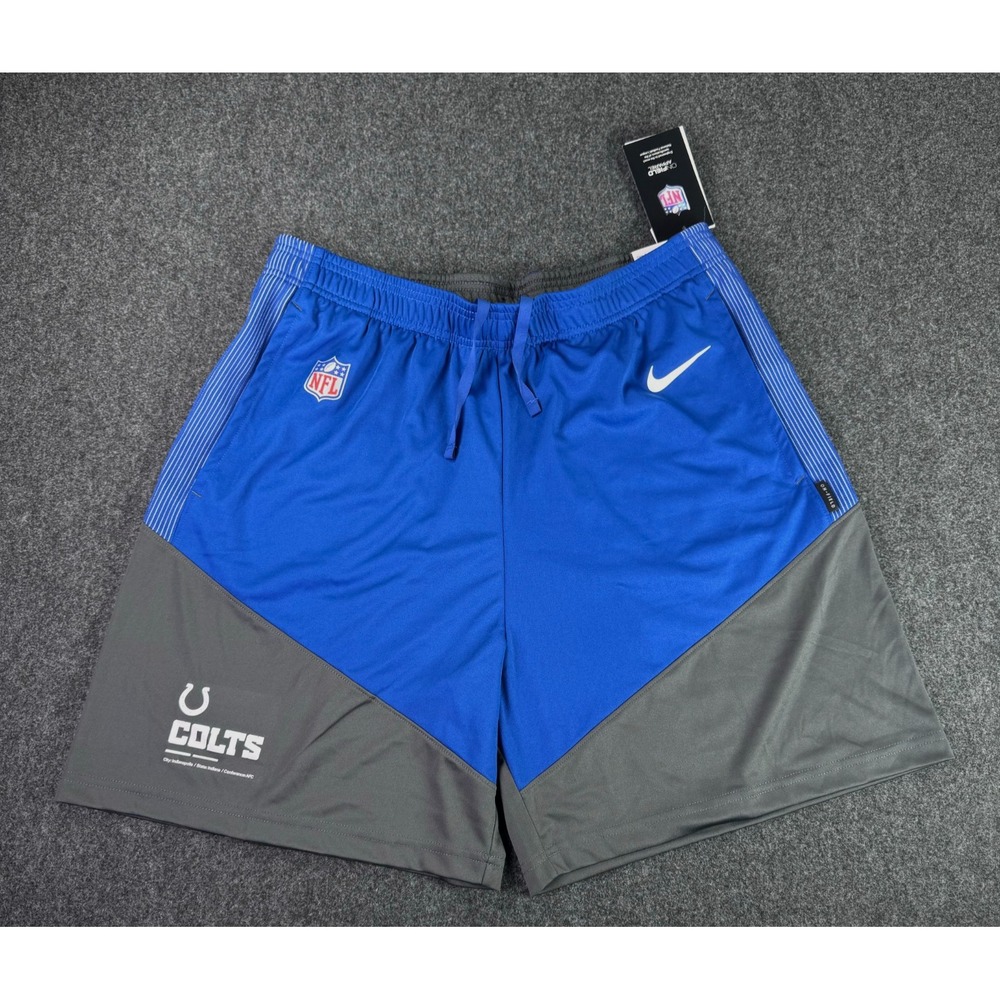 Nike On Field NEW Men's Indianapolis Colts Sideline Primary Lockup Shorts L Blue